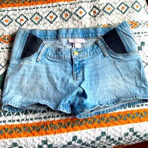 Isabel Maternity denim shorts with stretch side panels, size 4, or postpartum